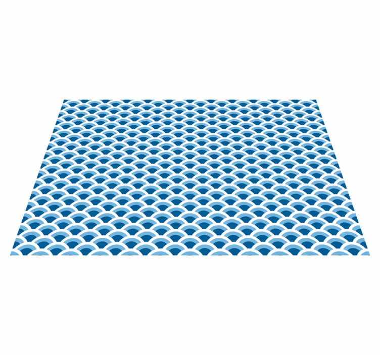 Blue Wave Patterns nordic vinyl rug - TenStickers