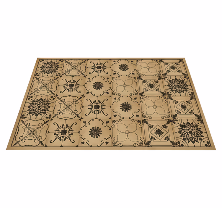 CLASSIC FLORAL MOTIF stone effect vinyl rug - TenStickers