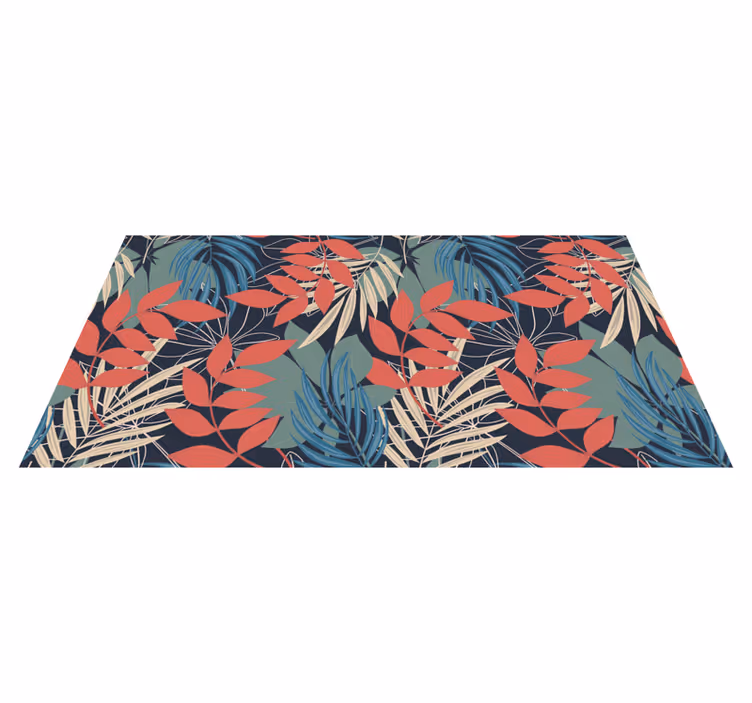 Vibrant Leaf Pattern vinyl rug flowers - TenStickers