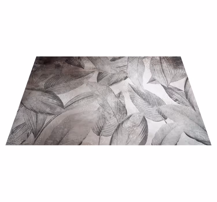 Leafy monochrome pattern vinyl rug flowers - TenStickers