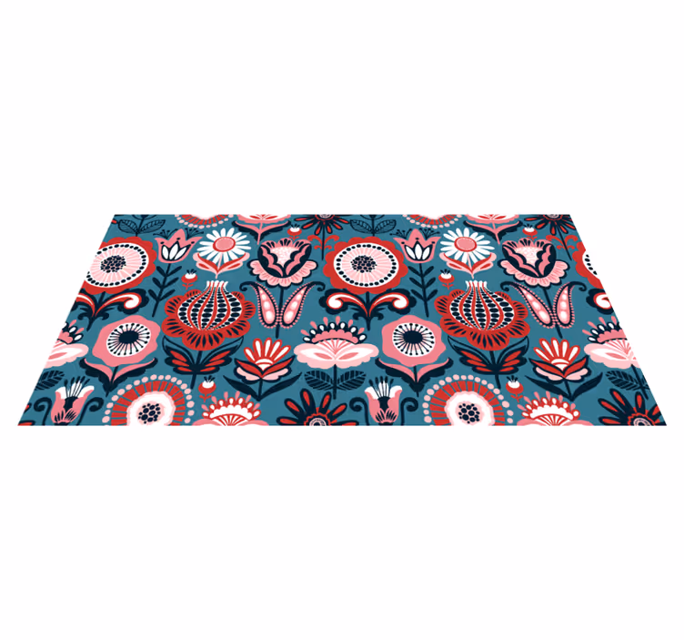 Scandinavian ethnic motif vinyl rug flowers - TenStickers