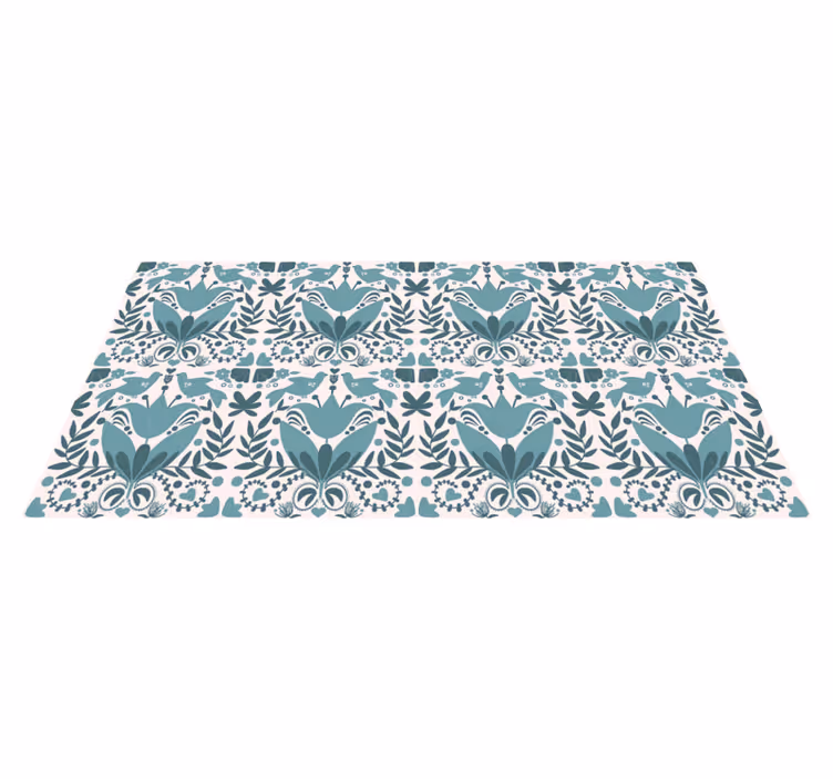Floral Bird Pattern modern vinyl rug - TenStickers