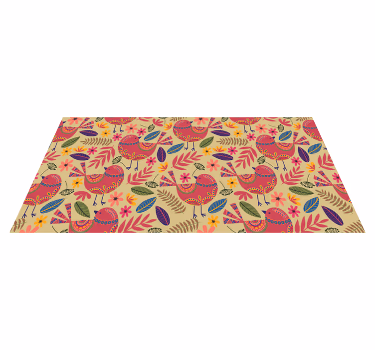 Colorful Bird Motifs vinyl rug flowers - TenStickers