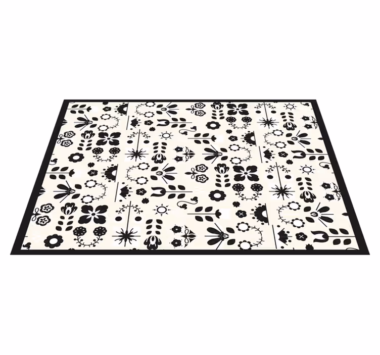 Black Floral Patterns vinyl rug flowers - TenStickers