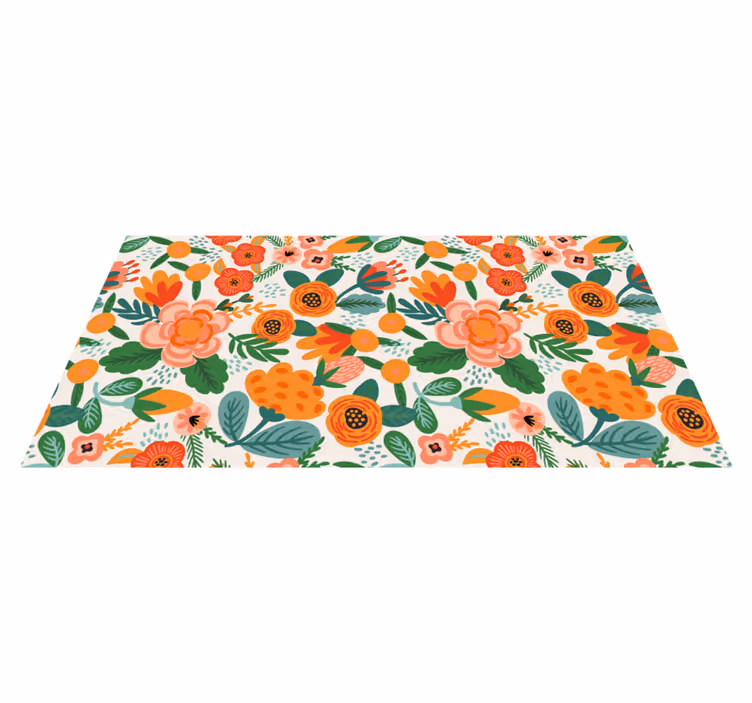 Vinyl rug flowers floral garden design - TenStickers