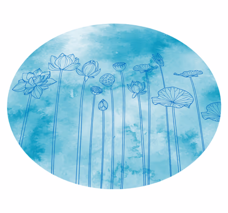 Lotus blue splash vinyl rug flowers - TenStickers