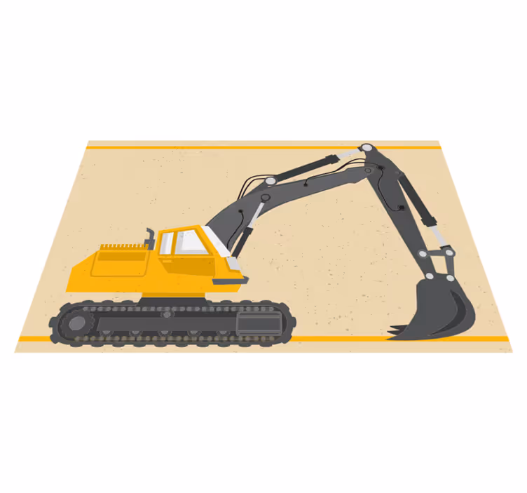 Excavator illustration vinyl rug - TenStickers