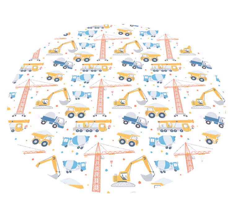 Construction vehicles kids vinyl rug - TenStickers