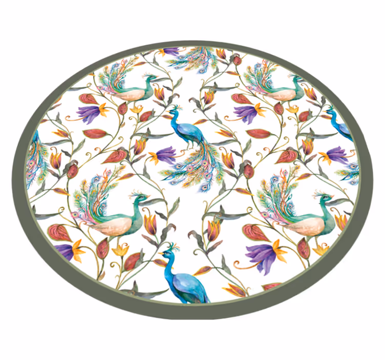 Beautiful peacock blooms vinyl rug flowers - TenStickers