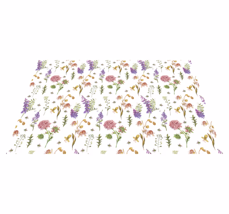 Vibrant Blossom Composition vinyl rug flowers - TenStickers
