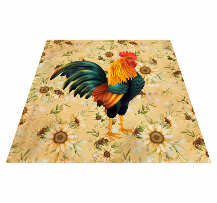 Porud rooster vinyl rug flowers - TenStickers