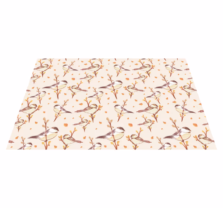 Enchanting Bird Motifs vinyl rug flowers - TenStickers