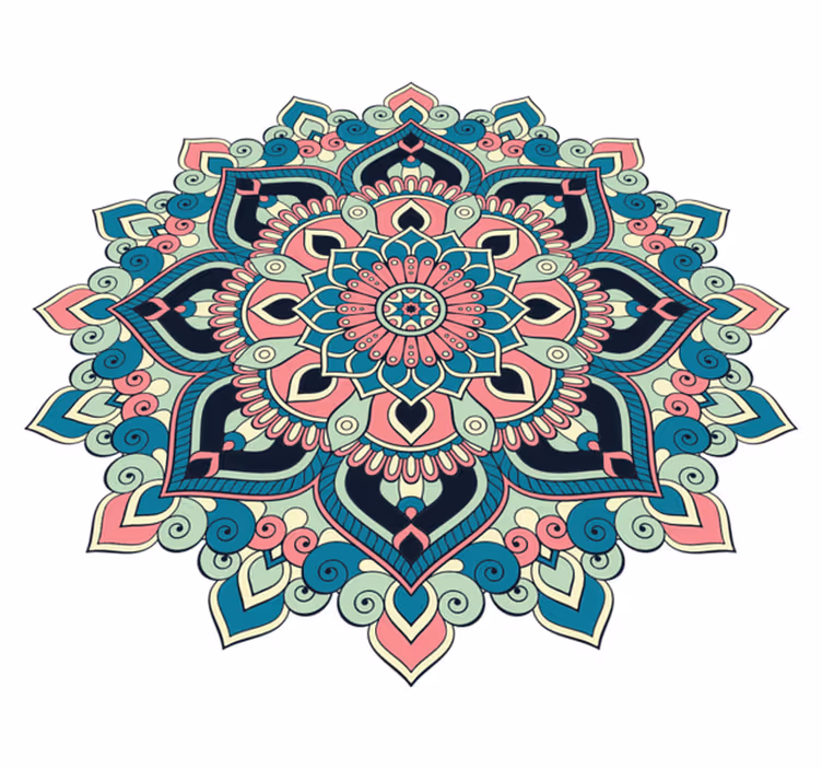 Colorful floral element mandala vinyl rug - TenStickers