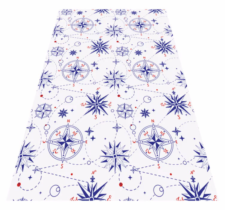 Nautical compass motif vinyl rug bathroom - TenStickers