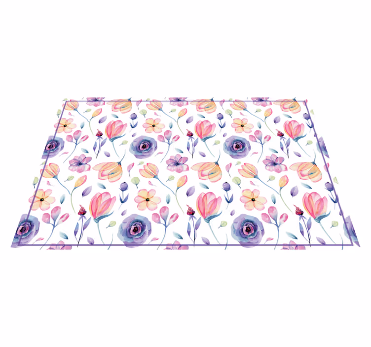 Floral Watercolor Pattern vinyl rug flowers - TenStickers