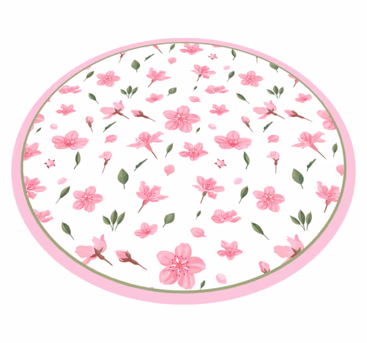Blossoming Pink Floral vinyl rug flowers - TenStickers