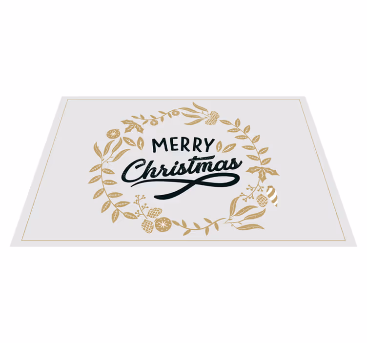 Floral Embroidery Christmas Christmas vinyl rug - TenStickers