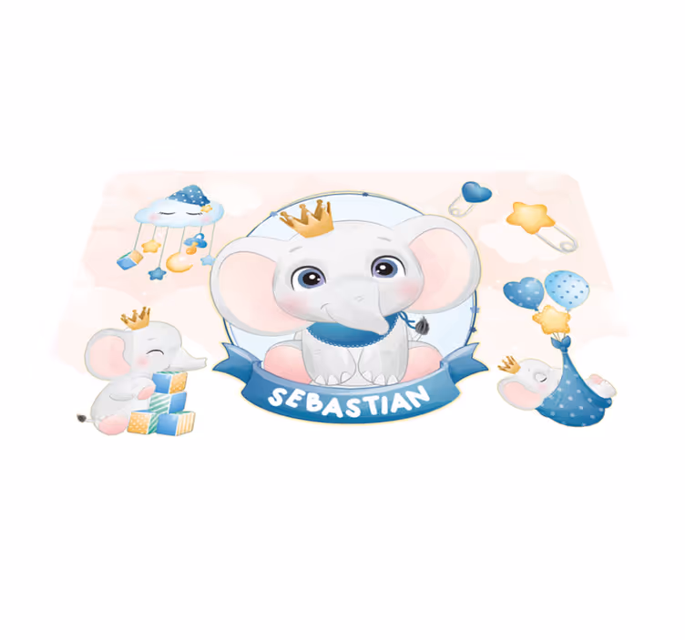 CROWNED ELEPHANT PLAYMATE custom vinyl rug - TenStickers
