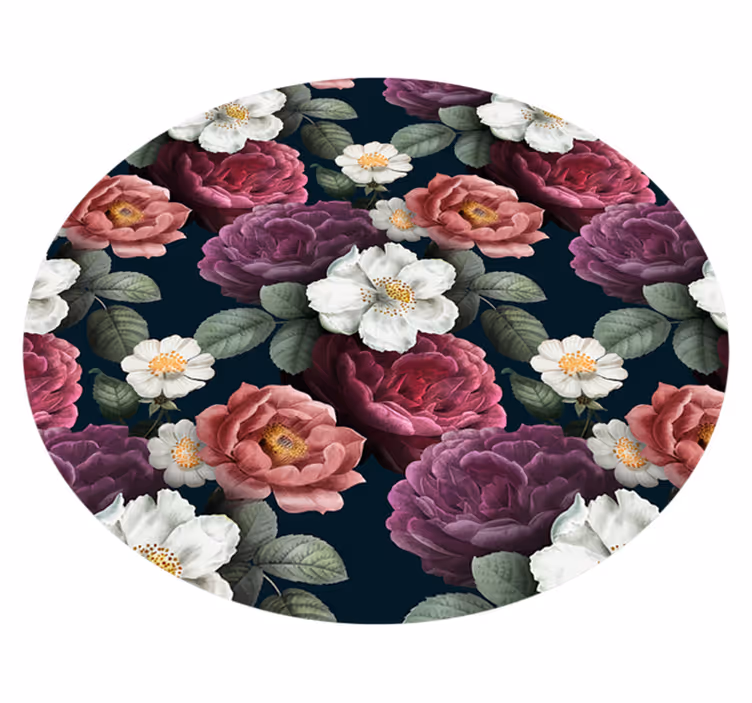 Graceful Botanical Composition vinyl rug flowers - TenStickers