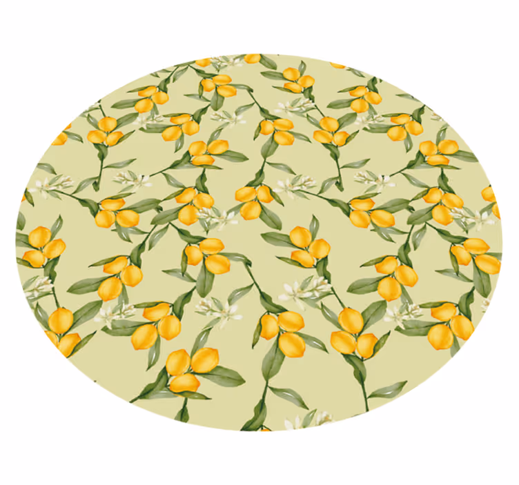 Citrus Blossom Pattern kitchen vinyl rug - TenStickers