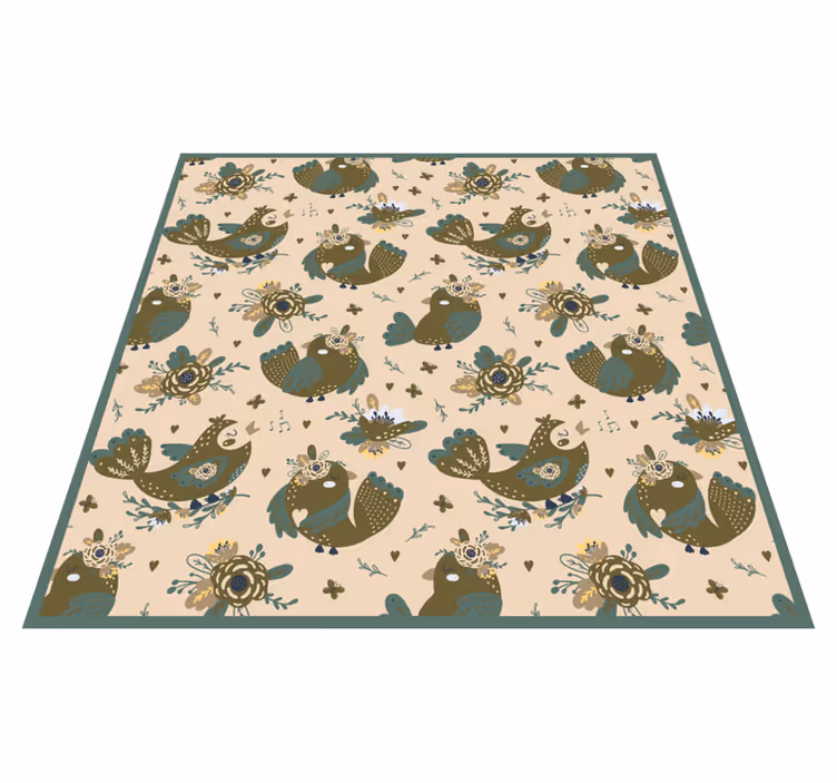 Whimsical Bird Patterns vinyl rug flowers - TenStickers