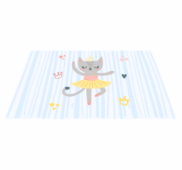 Dancing Cat Illustration kids vinyl rug - TenStickers