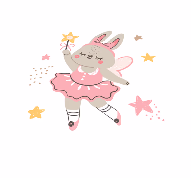 Dancing rabbit with wand kids vinyl rug - TenStickers