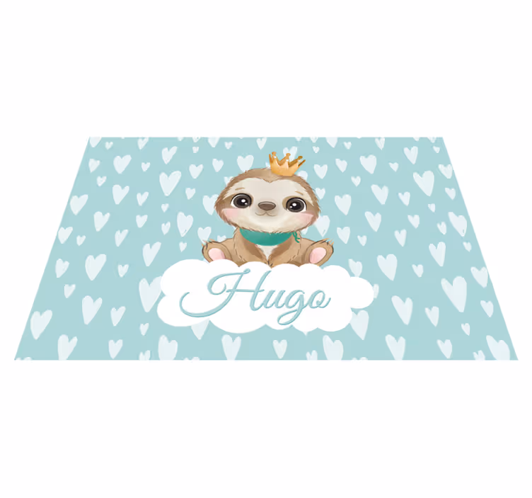 Baby sloth with name nursery vinyl rug - TenStickers
