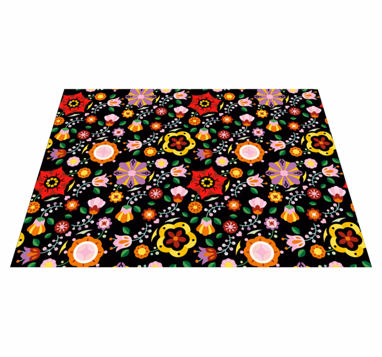 Bright Botanical Illustration vinyl rug flowers - TenStickers