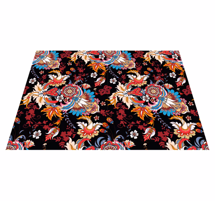 Colorful modern ethnic folk art floral rug - TenStickers