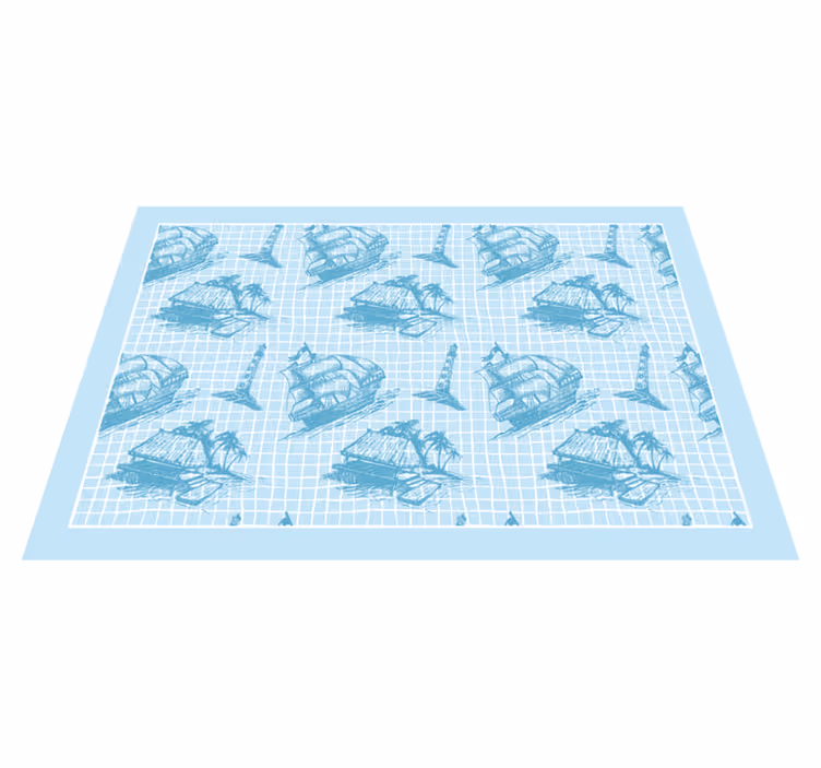 Coastal Theme Motifs vinyl rug bathroom - TenStickers