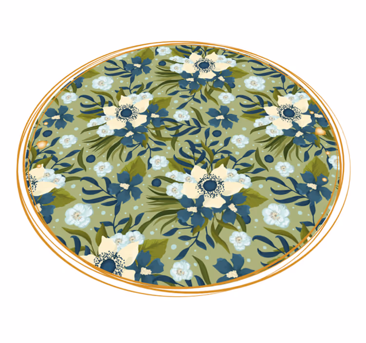Round Flourishing Motif vinyl rug flowers - TenStickers