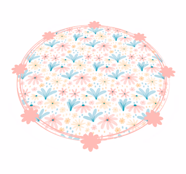 Gentle Bloom Motif vinyl rug flowers - TenStickers