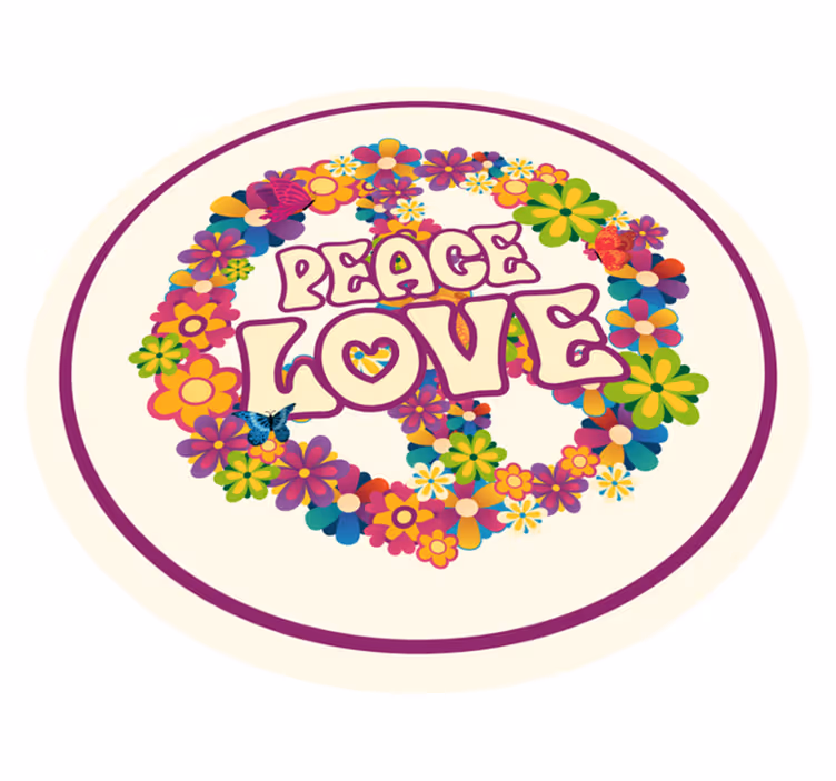 Peaceful Message vinyl rug flowers - TenStickers