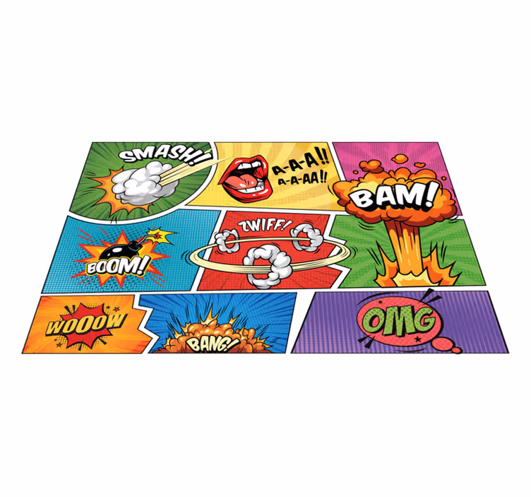 Comic Book Action teenage bedroom vinyl rug - TenStickers