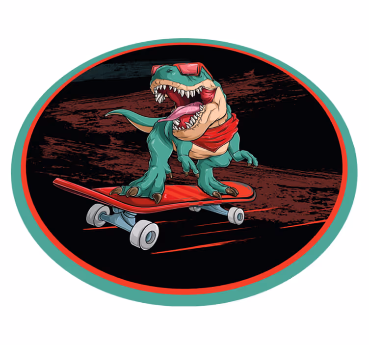 Cool Skateboarding Dinosaur teenage bedroom vinyl rug - TenStickers