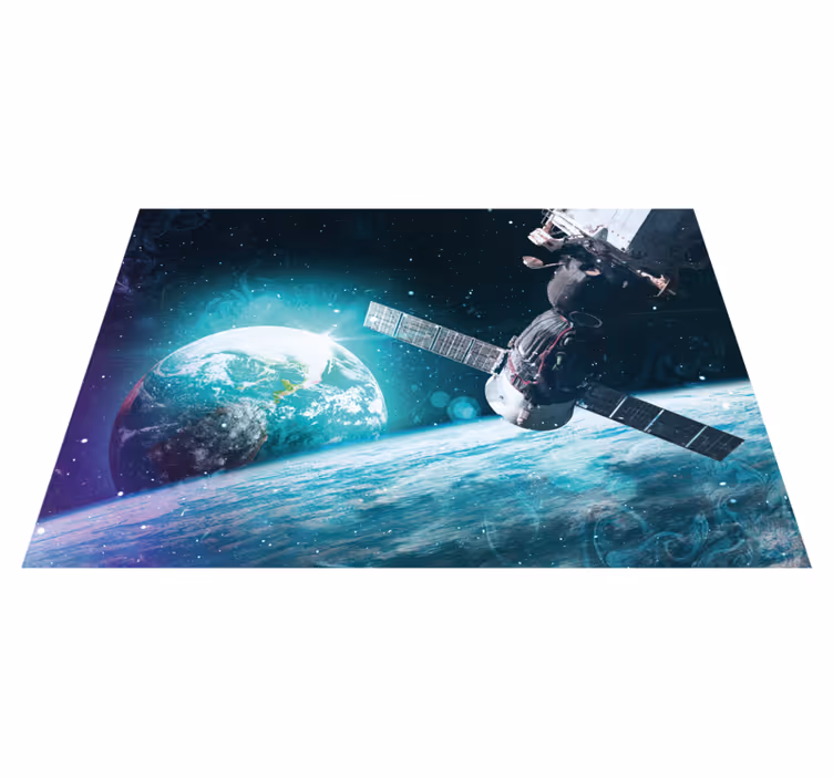 Space station and planet earth nature vinyl rug - TenStickers