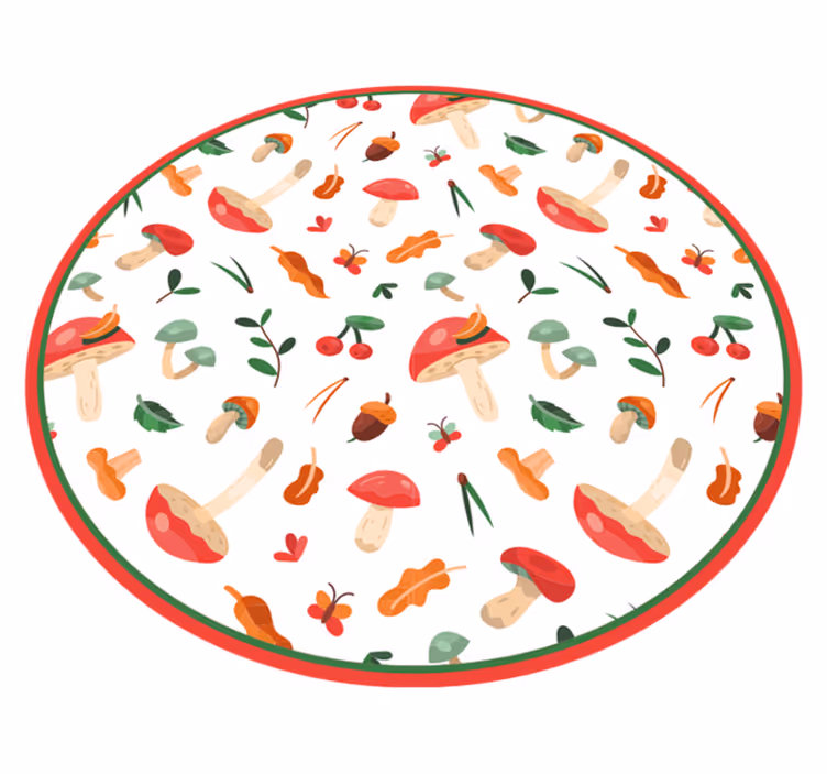Mushroom floral motif vinyl rug flowers - TenStickers