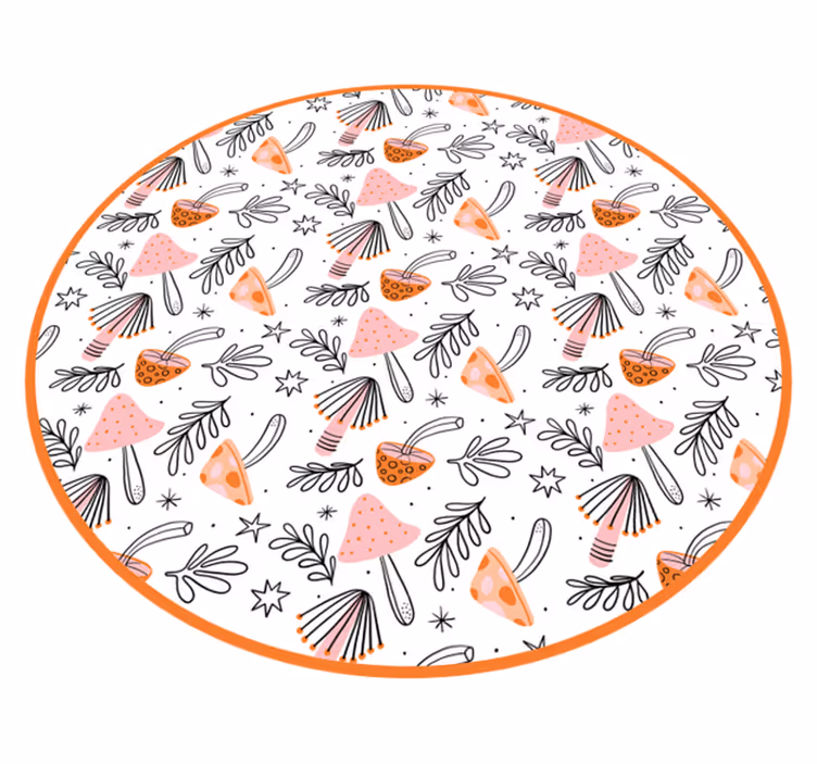 Nordic mushroom motif vinyl rug flowers - TenStickers