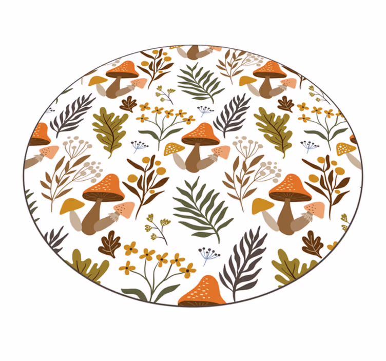 Delightful mushroom motif vinyl rug flowers - TenStickers
