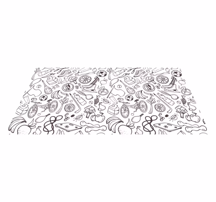 Active Lifestyle Icons vinyl rug - TenStickers