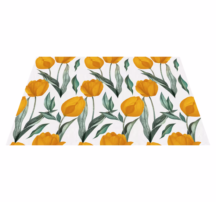 Bright Yellow Tulips vinyl rug flowers - TenStickers