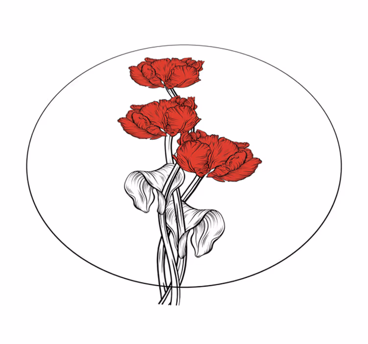 Red Floral Arrangement vinyl rug bathroom - TenStickers
