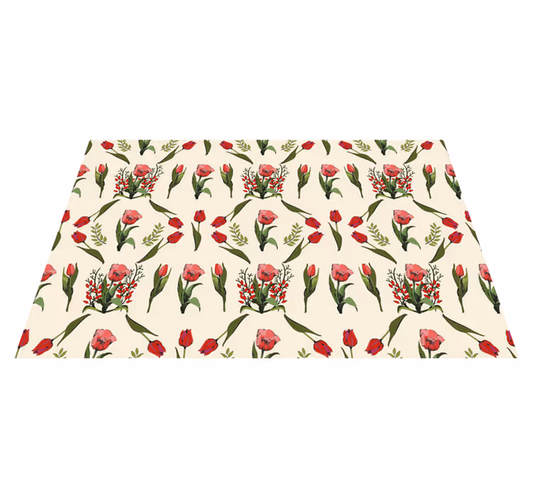 Bloom Motif vinyl rug flowers - TenStickers