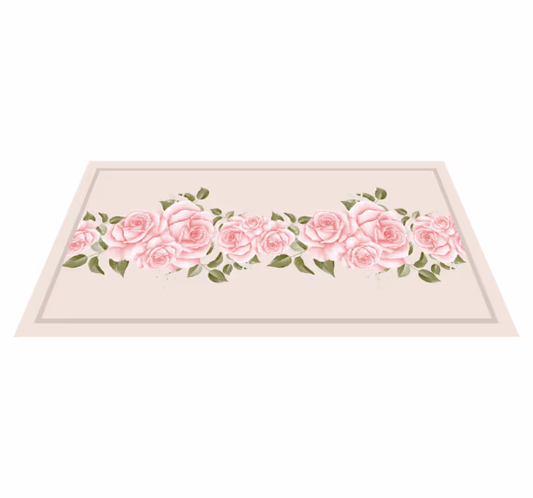 PINK ROSE BORDER vinyl rug flowers - TenStickers