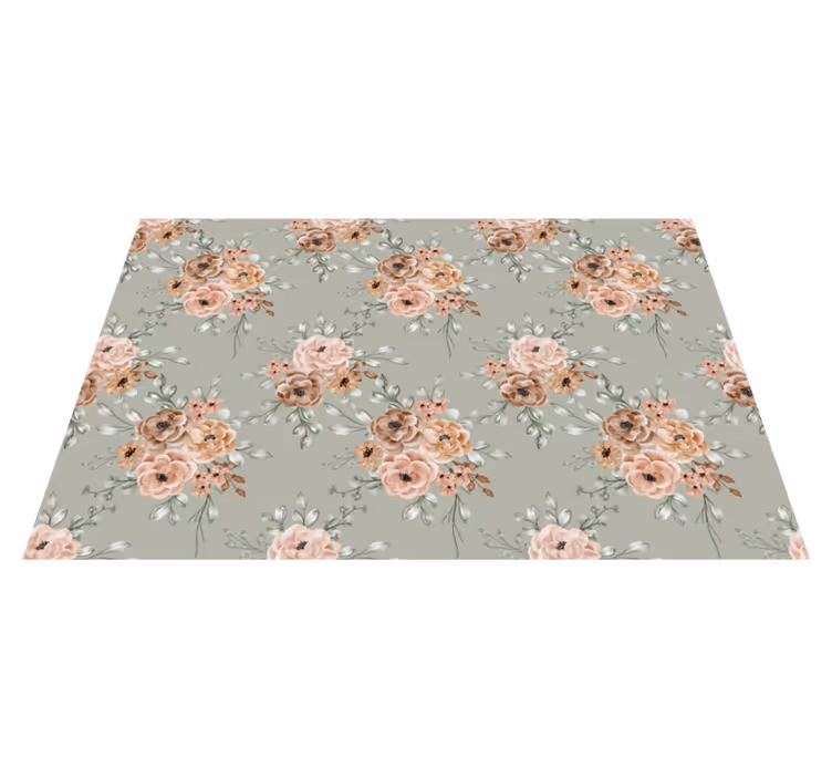 Pastel colors Pattern vinyl rug flowers - TenStickers