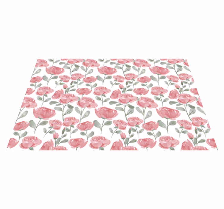 Poppies botanical motif vinyl rug flowers - TenStickers