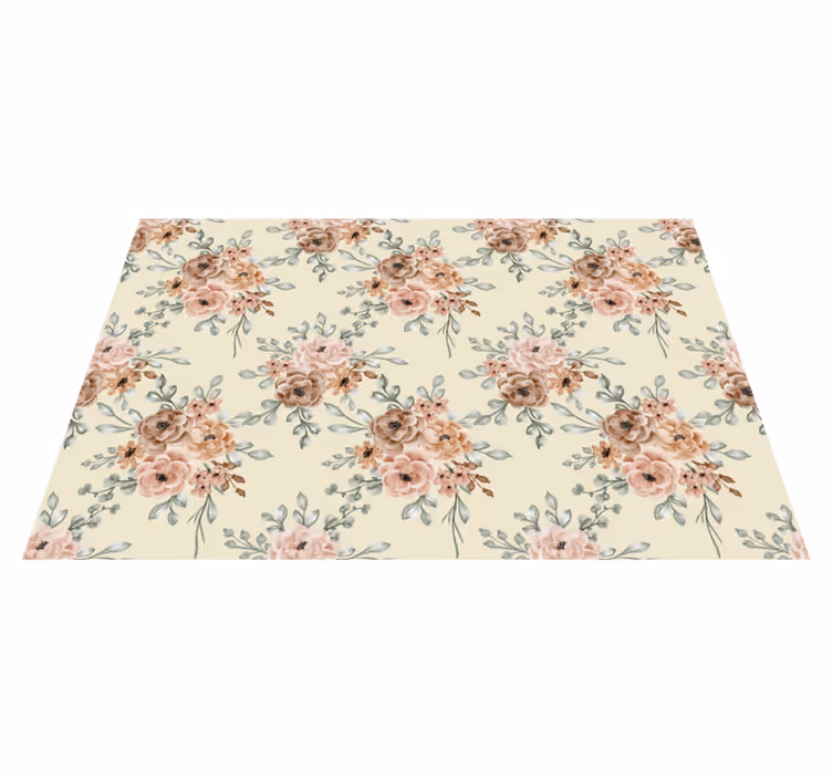 Beige nature vinyl rug flowers - TenStickers