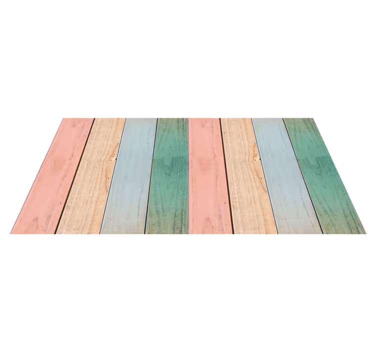 Wooden textured colorful planks effect rug - TenStickers