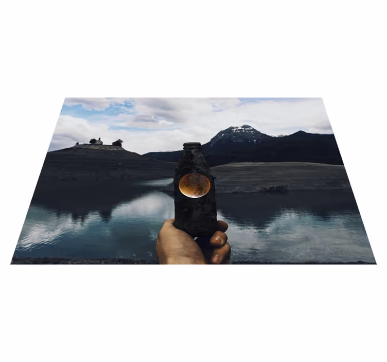 Bottle Moon View nature vinyl rug - TenStickers